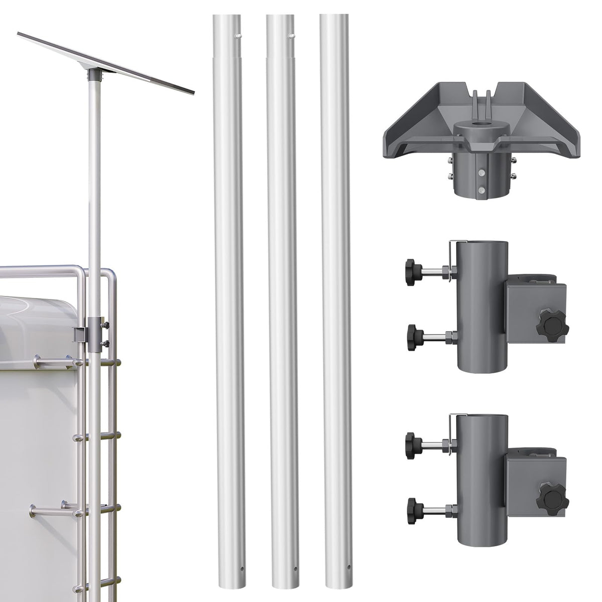 Kinchoix Starlink pole mount gen3 10ft side view showing RV-ready stability.
