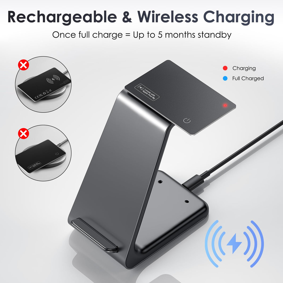 KINDEEP emitting sound with audible waves indicating 100dB ring helps locate items