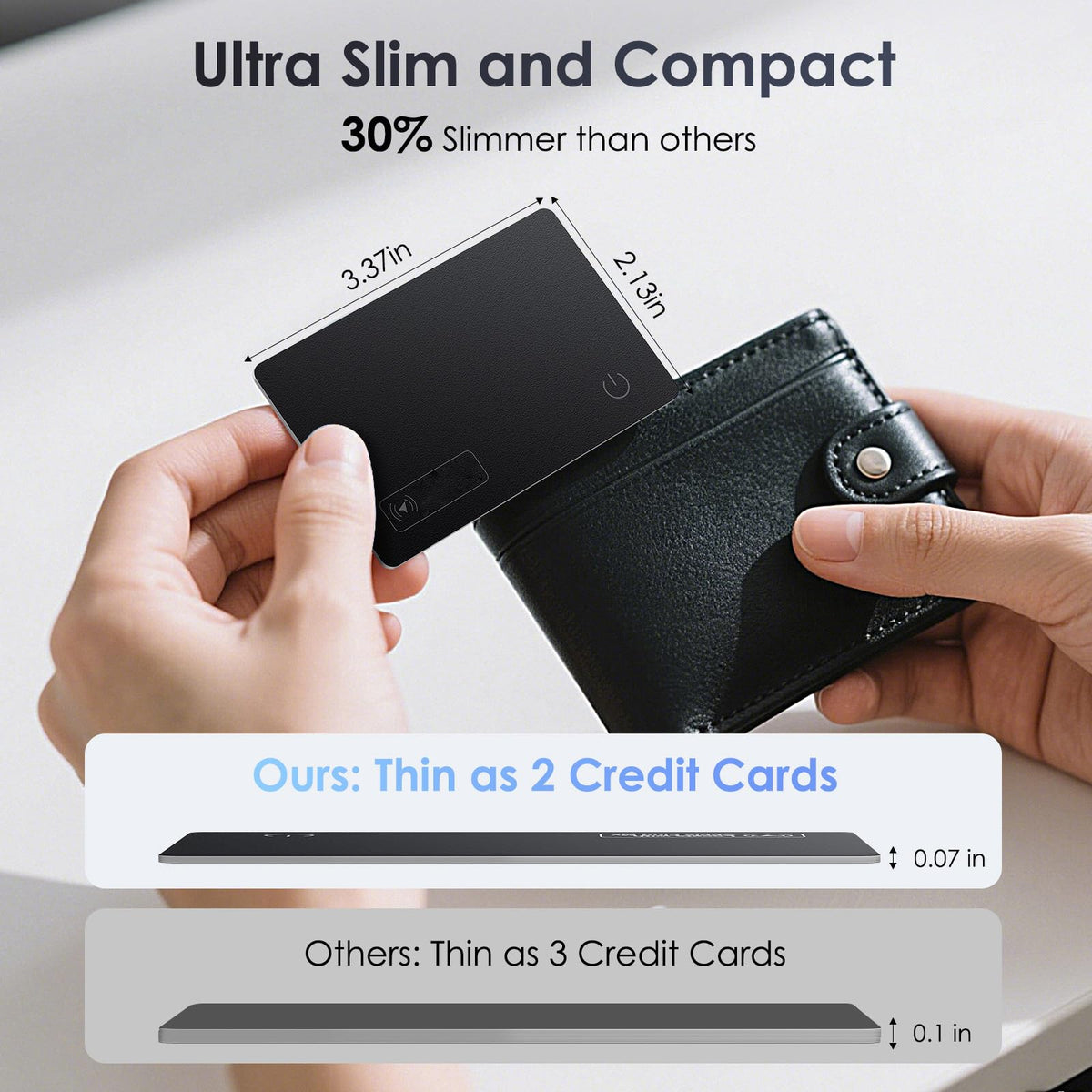 KINDEEP Wallet Tracker Card IP68 waterproof design withstands daily splashes.