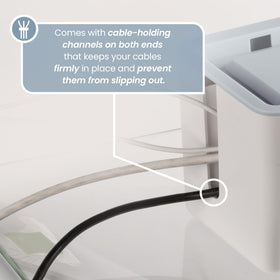 KinderSense box end cable channels keep cords organized.