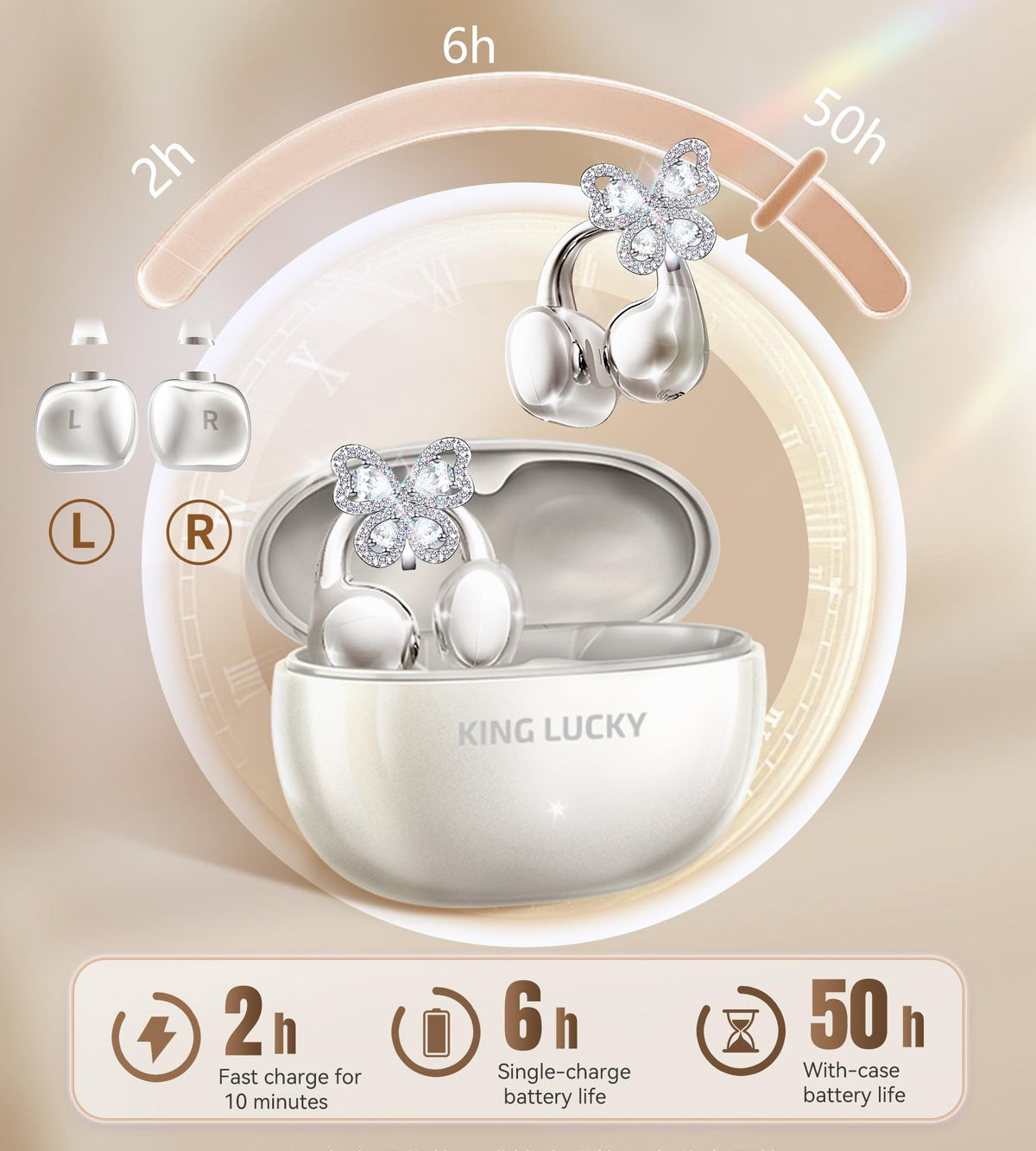 King Lucky earbuds on runner outdoors showing sweat-resistant IPX5 protection