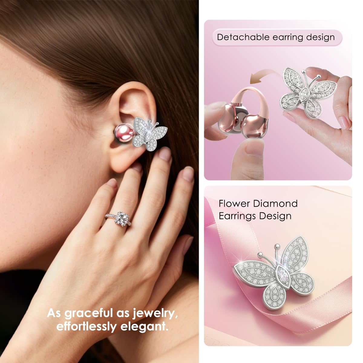 King Lucky detachable crystal earpiece displayed for quick style swap advantage