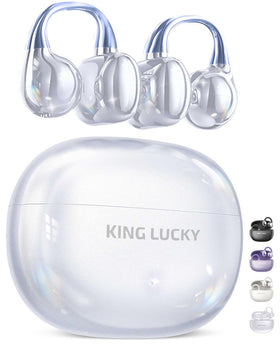 King Lucky front packaging showing earbuds and case, clear product view and benefit