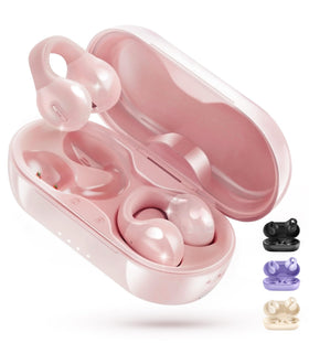 King Lucky i21 open-ear earbuds pink front view for active listening