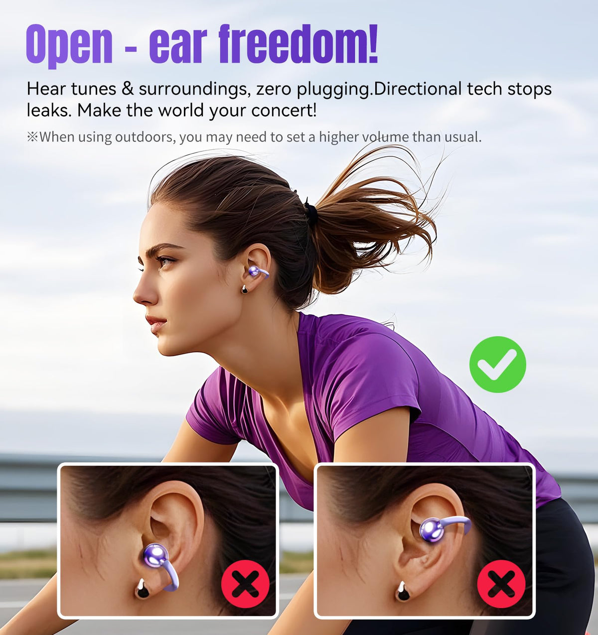 King Lucky Open-Ear design keeps you aware of surroundings