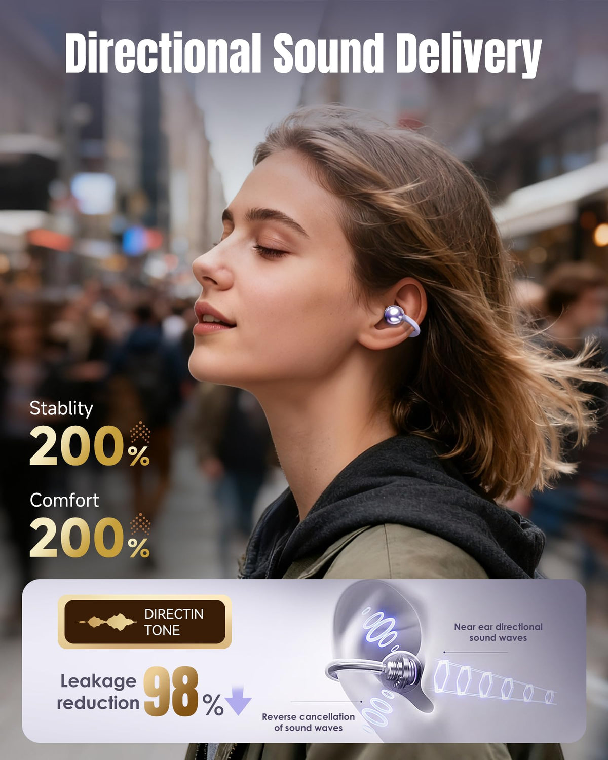 King Lucky earbuds beside a coin for scale, showing ultra-light 5.2g per bud benefit