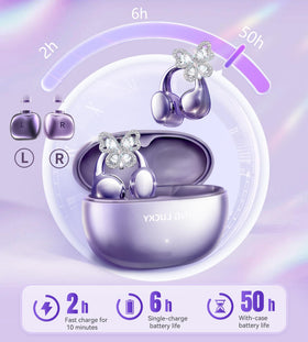 King Lucky earbuds next to coin size comparison showing compact portability advantage