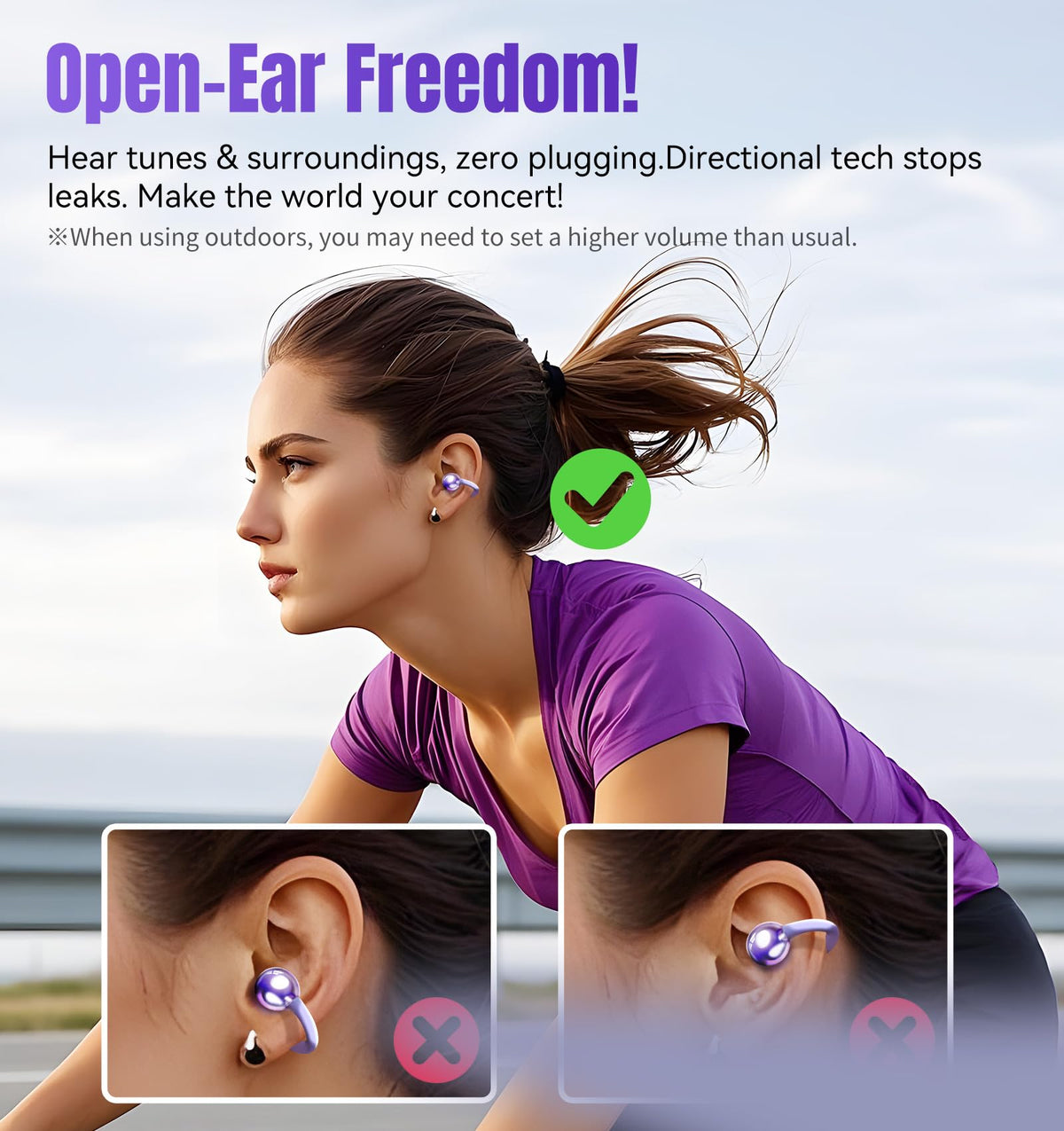 King Lucky earbuds with water droplets, showing IPX5 sweat and splash protection benefit