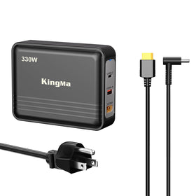 King Ma 330W GaN charger, front view, compact power for HP laptops on the go