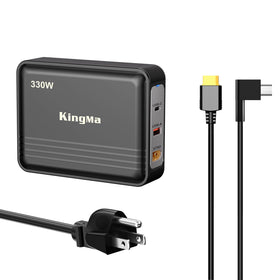 King Ma 330W GaN charger front view highlights its compact design for a neat desk setup.