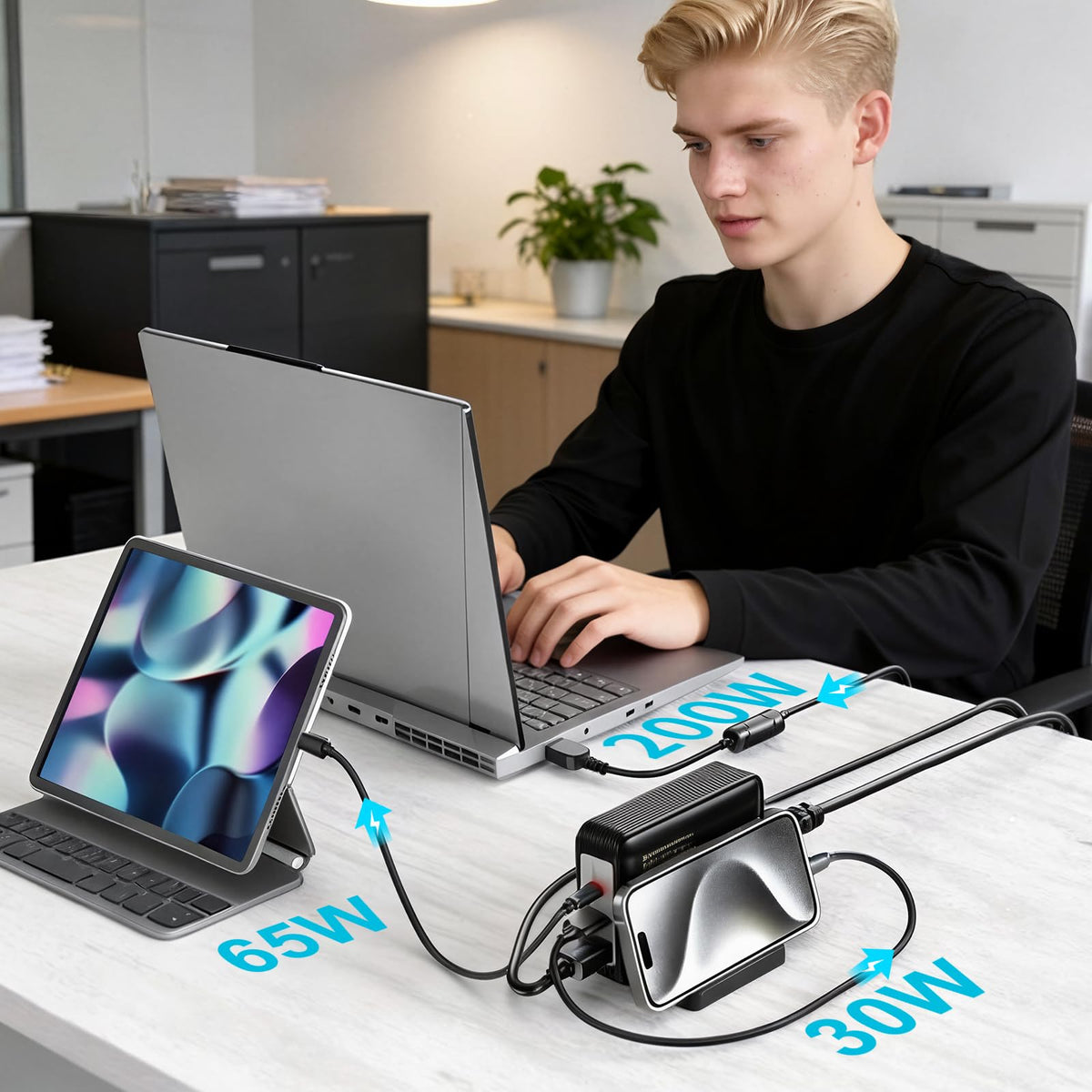 King Ma 330W GaN charger, USB-C PD3.0 port, fast charging for HP OMEN and more
