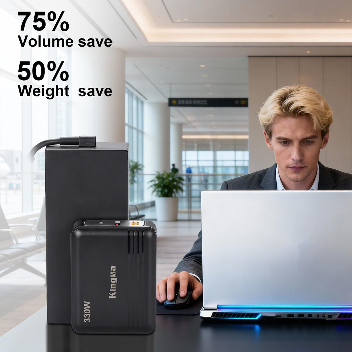 King Ma 330W USB-C PD 100W port for fast laptop charging