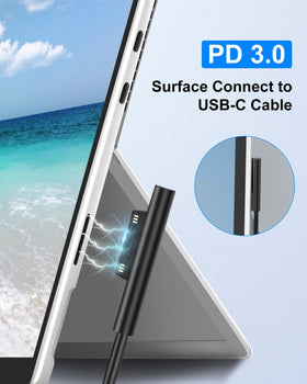 King Ma USB-C to Surface cable detail showing magnetic connector and durability