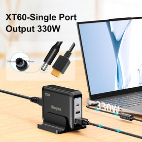 King Ma charger in use on desk with laptop providing reliable power during gaming