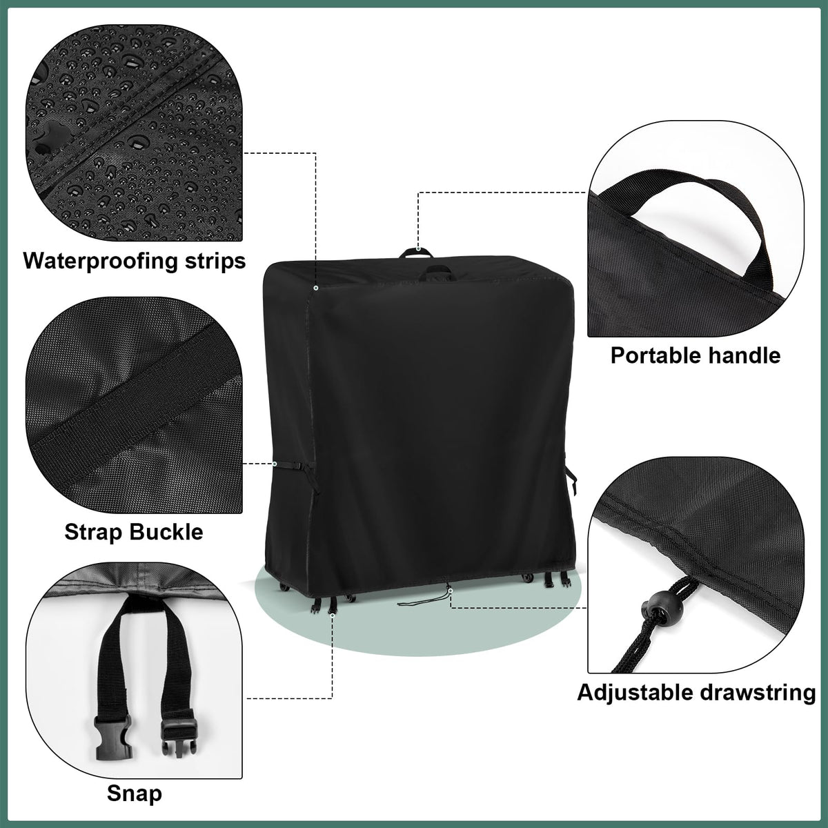 Kingling Outdoor TV Cover side buckle straps secure TV cart against wind