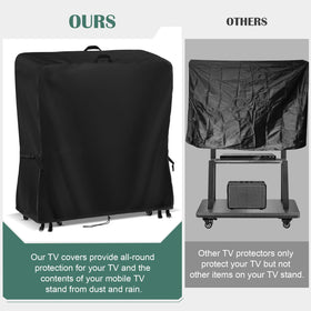 Kingling next to 50 inch TV showing size fit and coverage clarity