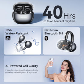 Kinglucky open charging case displaying earbuds and long 40H battery benefit