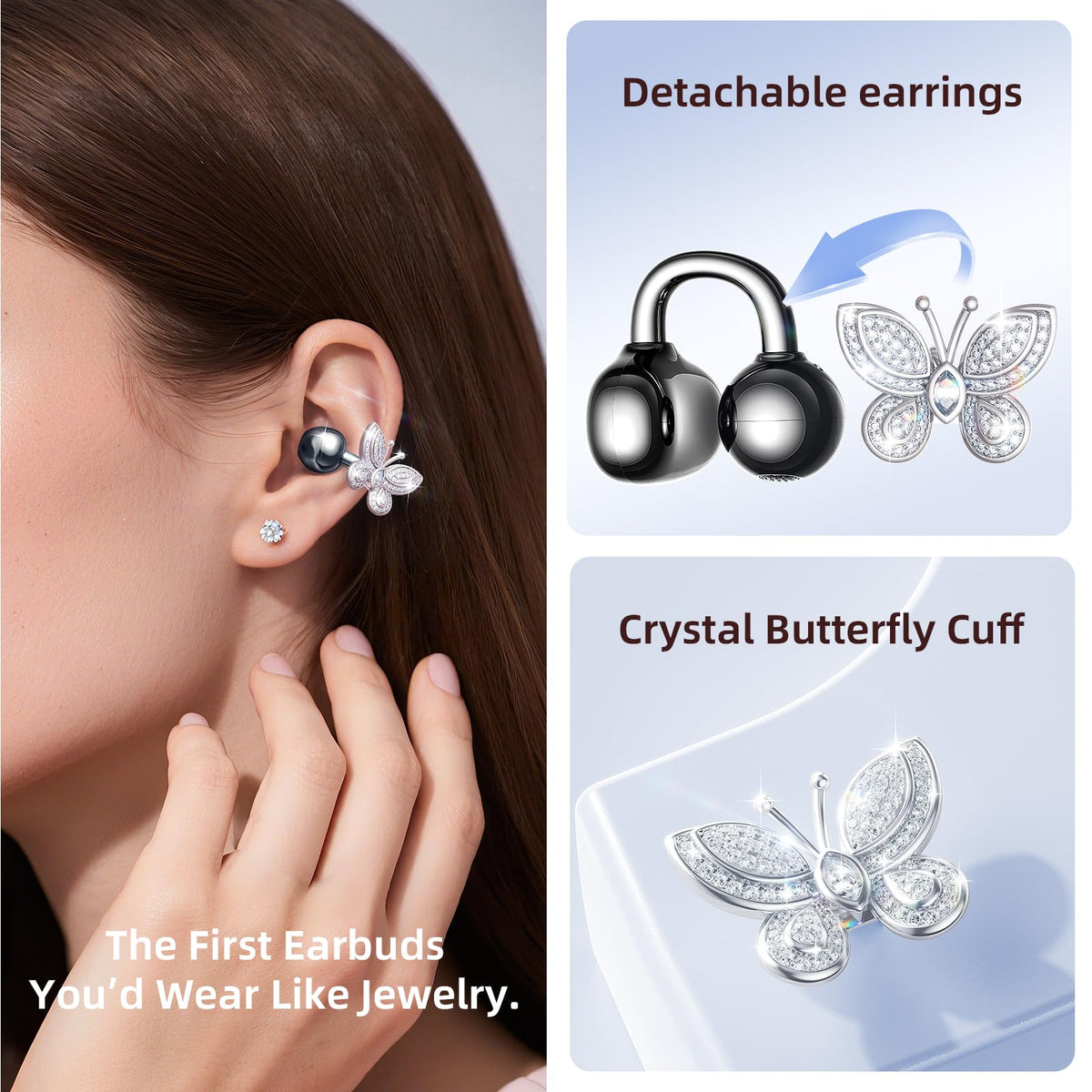 Kinglucky close-up of ear clip detail highlighting secure fit and comfortable lightweight design