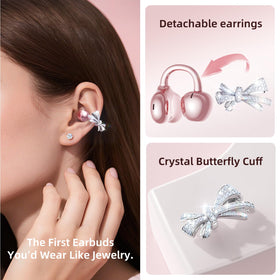 Kinglucky close-up of detachable crystal bow highlighting jewelry look and personalization benefit