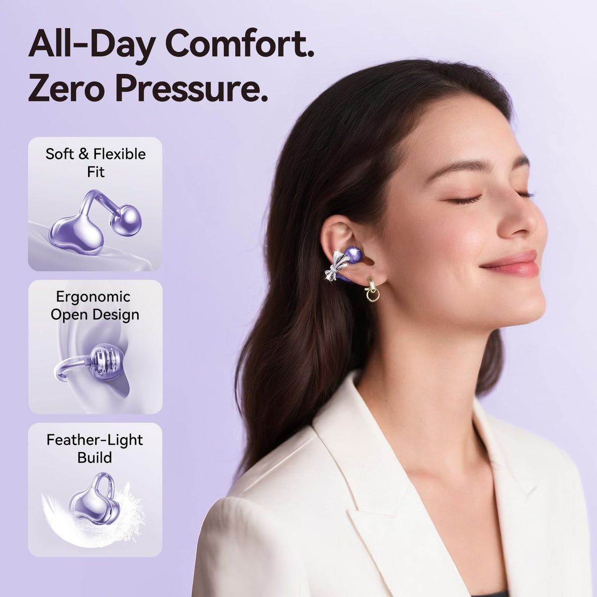 Kinglucky detachable crystal bow earrings showcased as fashionable accessory benefit