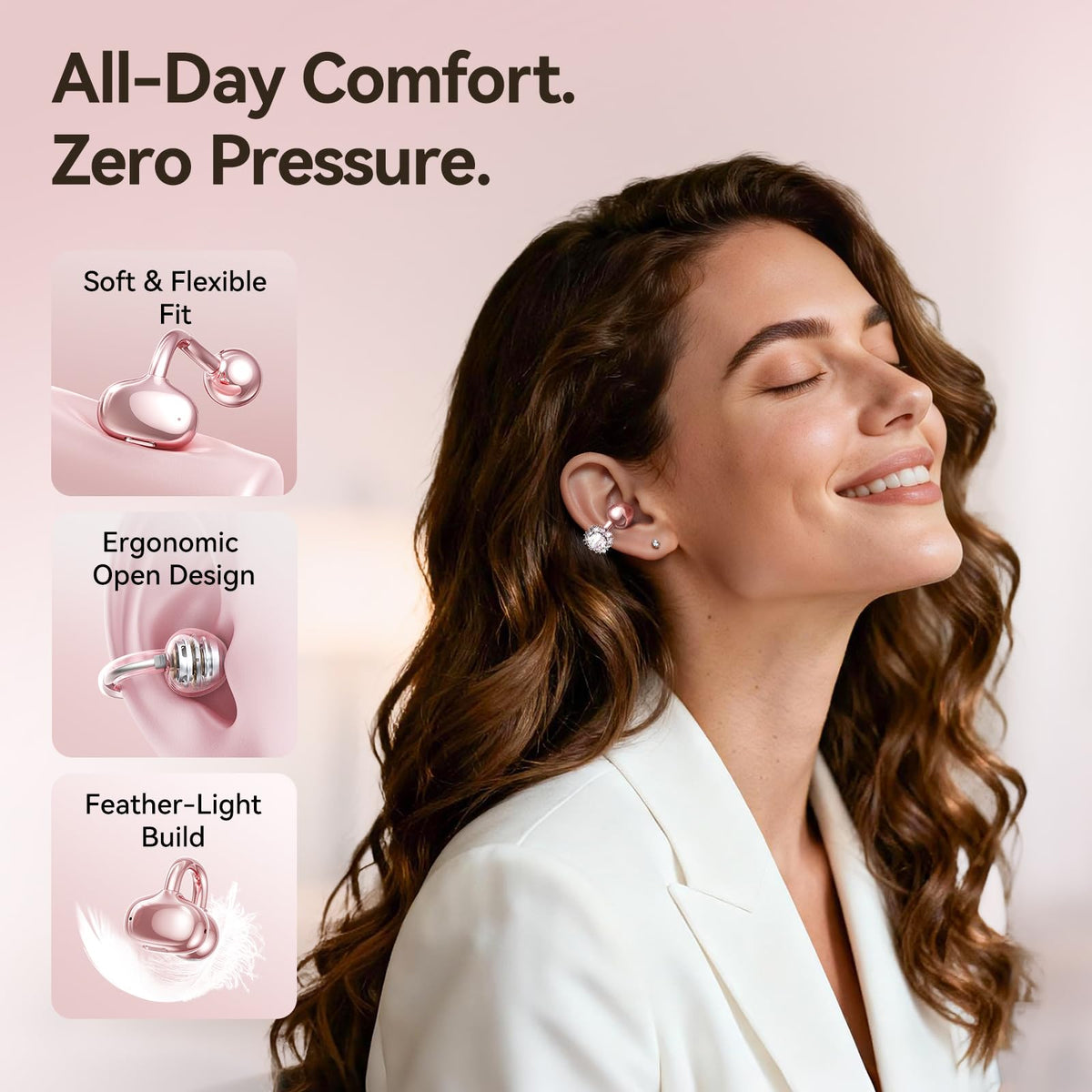 Kinglucky ear clip detail highlights comfortable small-ear fit