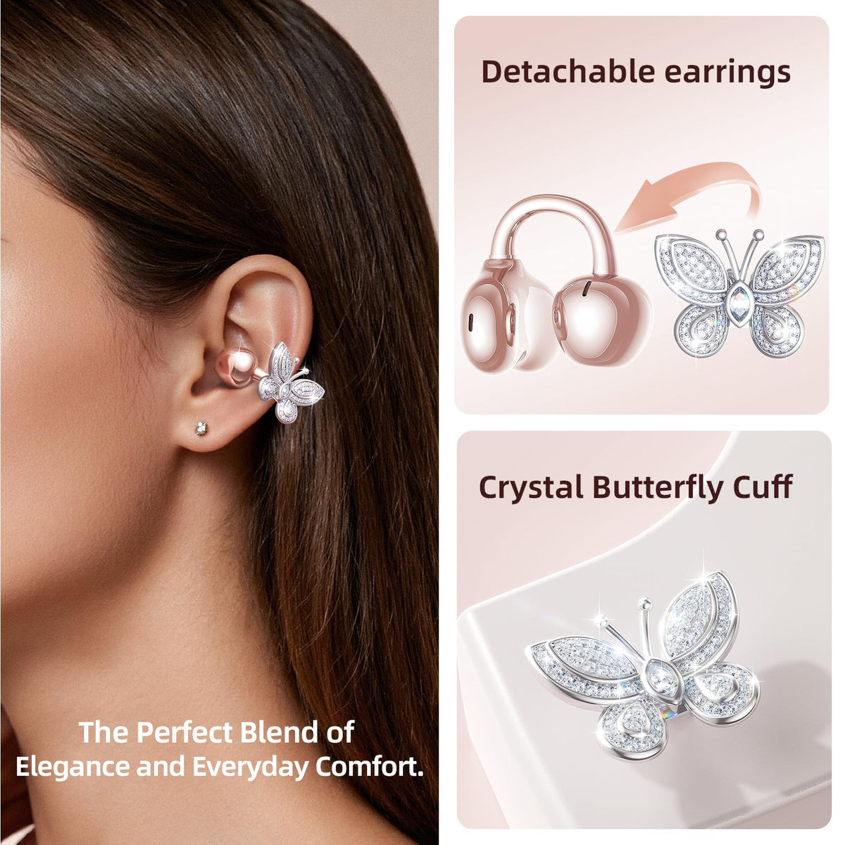 Kinglucky clip-on earbud detail showing soft clip for comfort
