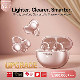 Kinglucky clip-on earbud close-up showing flexible C-clip comfort