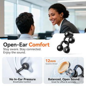 Kinglucky earbuds worn by commuter on train, focused listening benefit