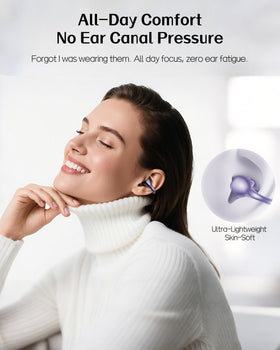 Kinglucky earbuds on wrist size comparison to illustrate lightweight portability