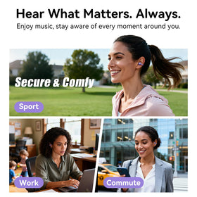 Kinglucky earbuds worn with glasses in lifestyle scene for no-pressure comfort