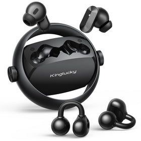 Kinglucky front packaging showing earbuds and case, clear product overview benefit