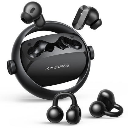 Kinglucky front packaging showing earbuds and case, clear product overview benefit