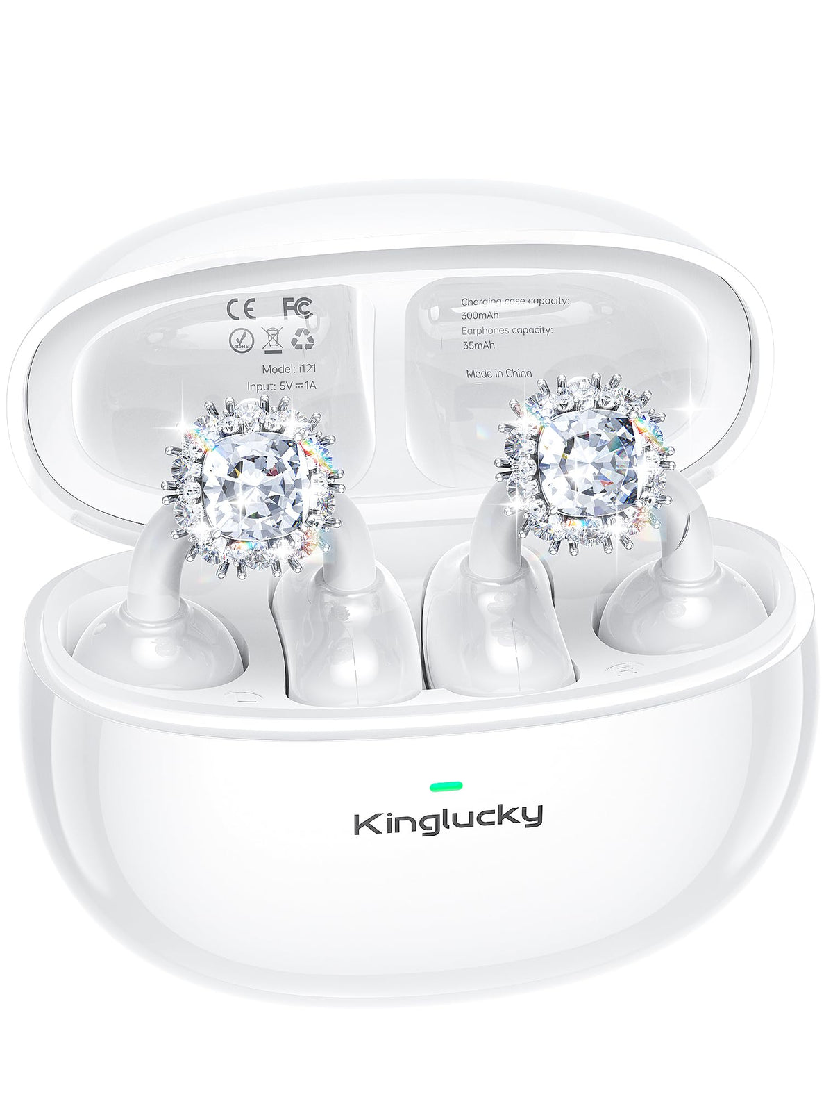 Kinglucky front packaging showing earbuds and box, premium gift-ready presentation