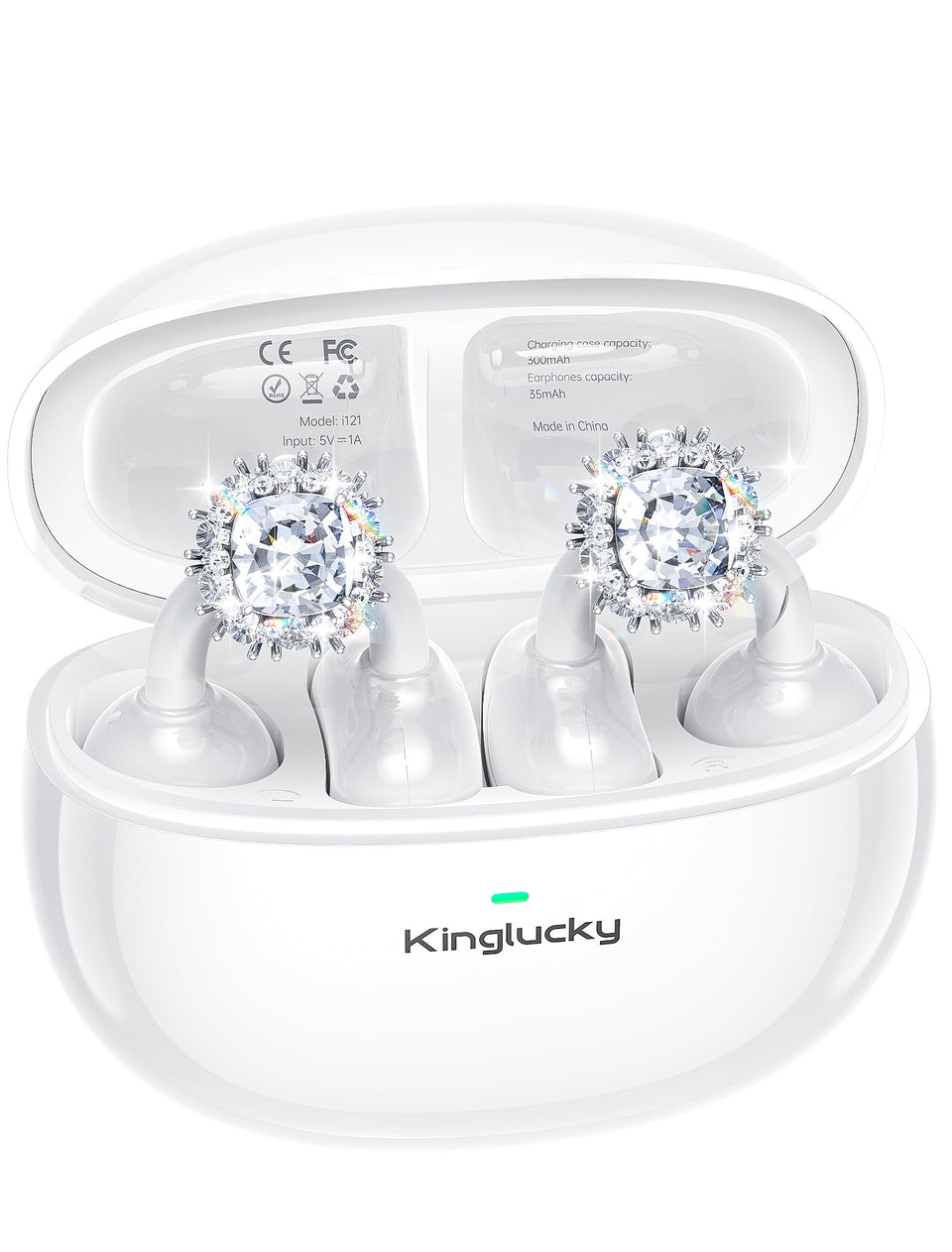 Kinglucky front packaging showing earbuds and box, premium gift-ready presentation