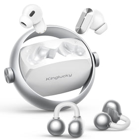 Kinglucky front product shot showing both earbuds and case, showcasing versatility