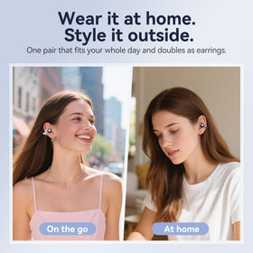Kinglucky Gen2 charging case open holding earbuds with earrings attached for easy charging