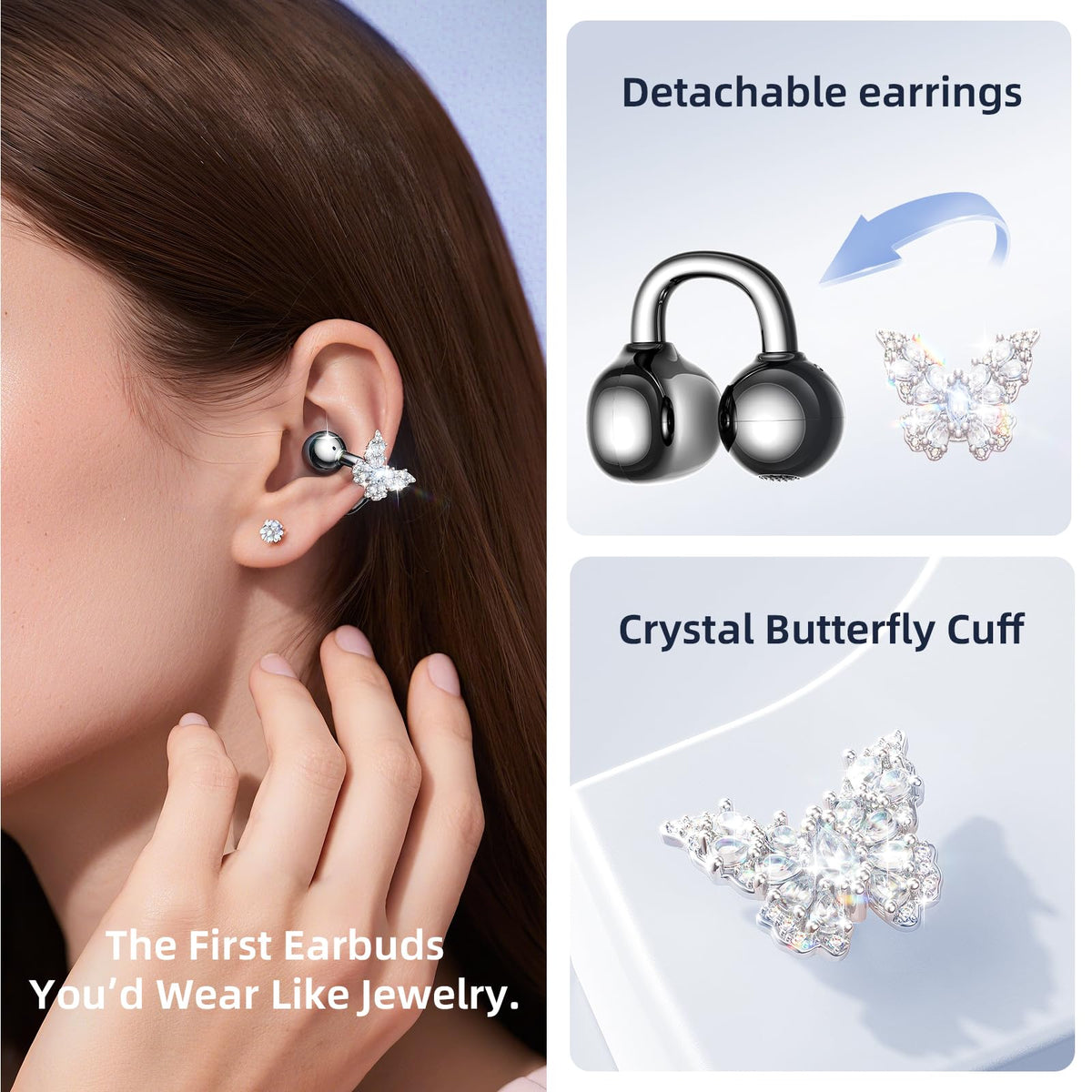 Kinglucky Gen2 close-up of ear clip showing lightweight secure fit for small ears