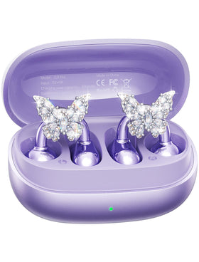 kinglucky front packaging showing purple earbuds and earrings, gift-ready appeal