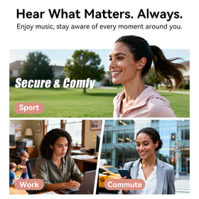 Person wearing Kinglucky earbuds with glasses showing secure fit