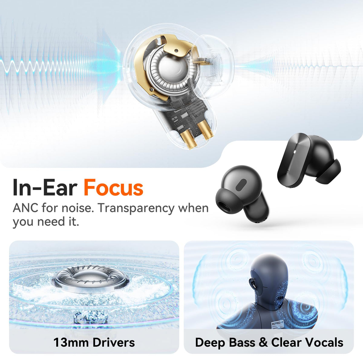 Kinglucky open-ear clip-on detail on ear hook, long-wear comfort benefit