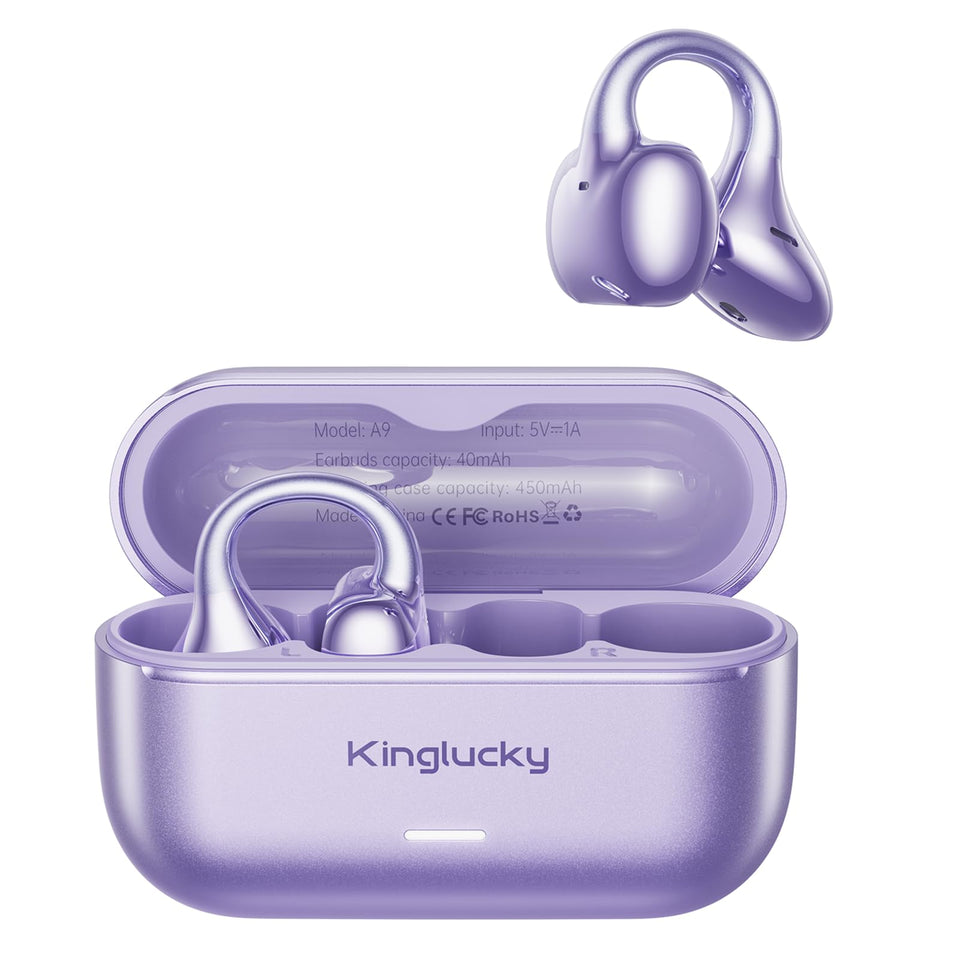 Kinglucky front view showing earbuds and secure fit, highlighting comfort