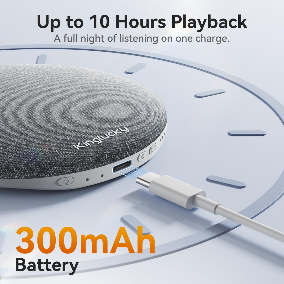 Kinglucky USB-C port detail showing fast, simple recharging