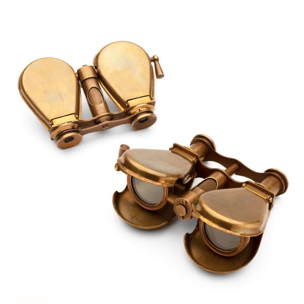 Kings County Tools compact brass folding binoculars with closed case for travel and quick access