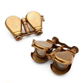 Kings County Tools compact brass folding binoculars with closed case for travel and quick access