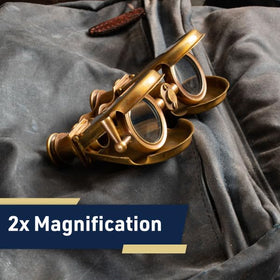 Kings County Tools compact brass folding binoculars: twist knob open for immediate viewing