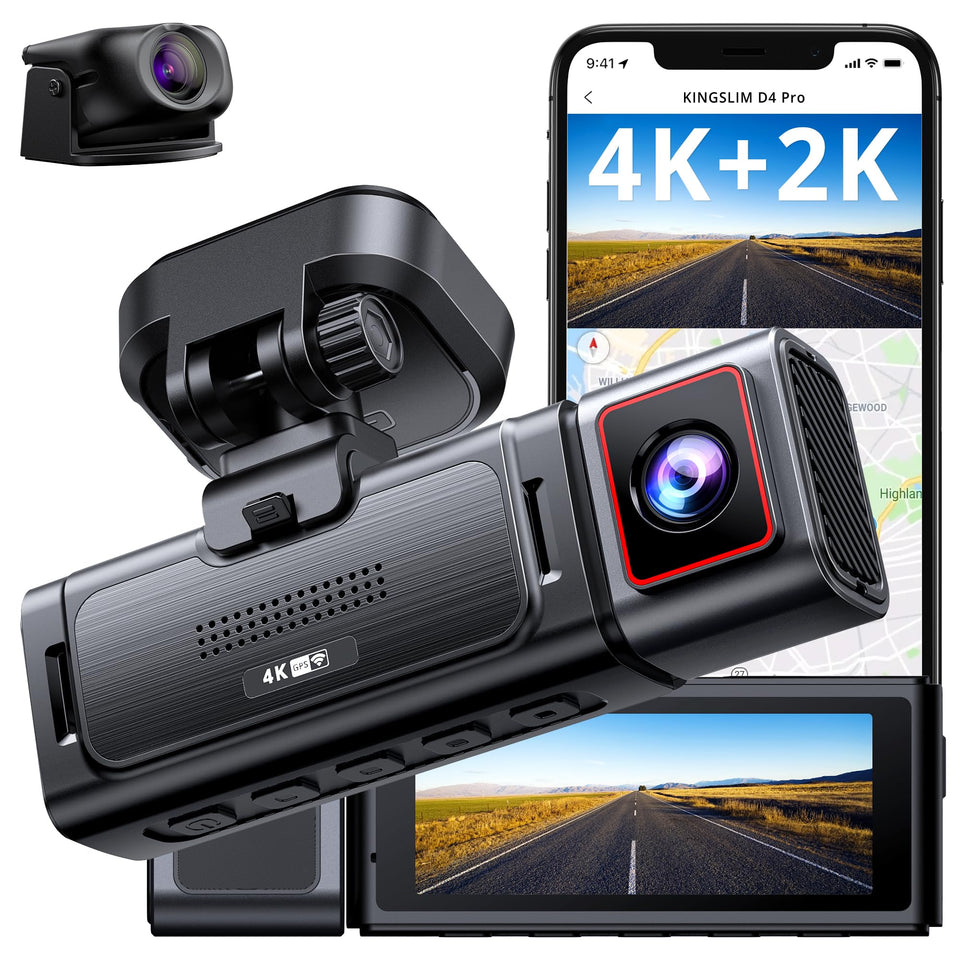 Kingslim D4PRO front camera in 4K for crisp daytime footage and license plate clarity.