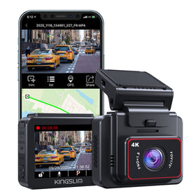 Kingslim D5 front view showing compact camera and mounting, enhances visibility