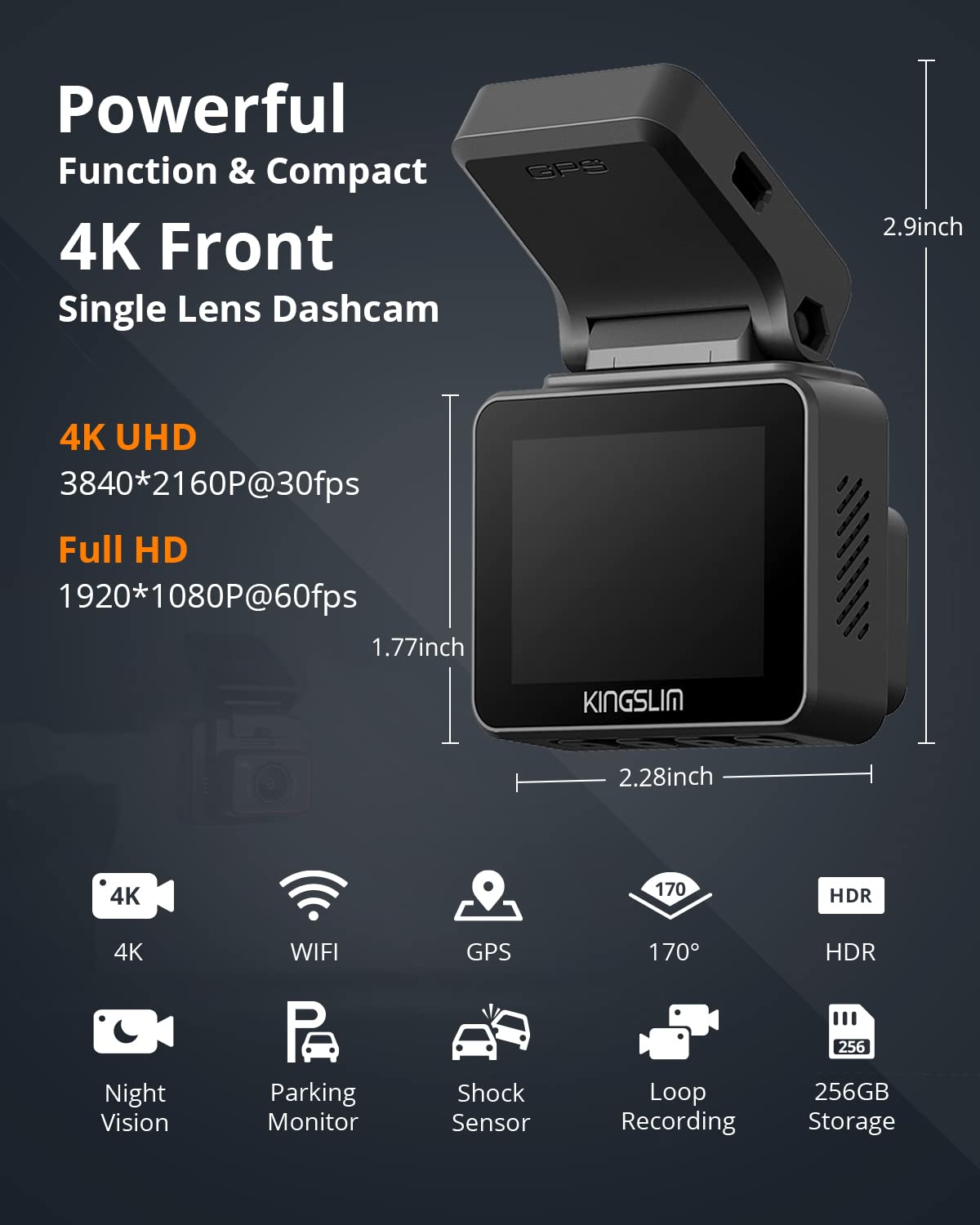 Kingslim D5 side profile highlighting lens assembly, improves light capture