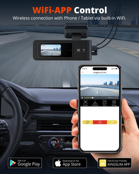 Kingslim dual camera overview inside car providing full front and rear coverage