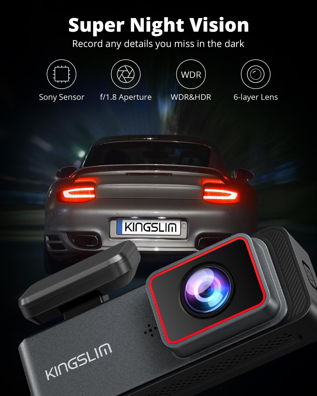 Kingslim E4 installed in car interior showing dual coverage for full‑trip protection benefit